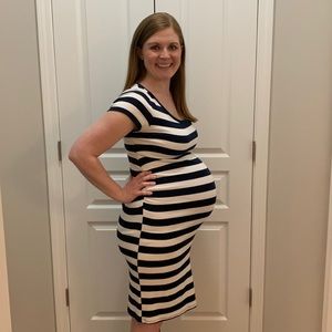 Gap Navy and White Cotton Maternity Dress